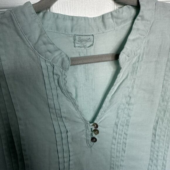 Symple NYC Women's Linen Size XL Blouse Top Lace Hem Lagonlook Beach Flowy Boho - Picture 4 of 11